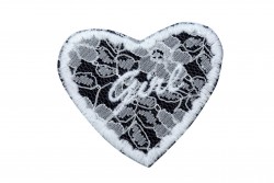 Θερμοκολλητικό μοτίφ καρδιά σε μαύρο και λευκό χρώμα 70Χ66mm