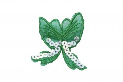 Ραφτό μοτίφ πεταλούδα σε πράσινο χρώμα με διαφάνεια και πούλιες 55Χ47mm