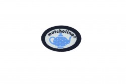 Ραφτό μοτίφ ετικέτα σε λευκό μπλε με σχέδιο λυχνάρι 30Χ20mm