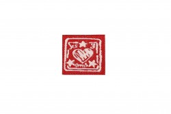 Ραφτό μοτίφ ετικέτα τετράγωνη με κόκκινο και λευκό χρώμα 23Χ23mm