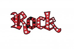 Θερμοκολλητικό μοτίφ Rock σε κόκκινο χρώμα με στρας 65Χ35mm