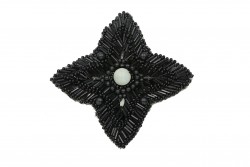Ραφτό μοτίφ αστέρι με χάντρες μαύρου χρώματος 95Χ95mm
