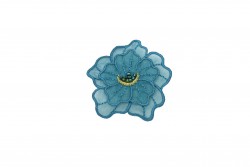 Θερμοκολλητικό μοτίφ άνθος σε μπλε διαφανές χρώμα διαμέτρου 55mm