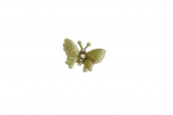 Ραφτό μοτίφ πεταλούδα σε πράσινο με χάντρες 20Χ20mm
