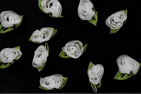 Ραφτό μοτίφ άνθος λευκό με διαφάνεια 30Χ15mm