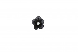 Ραφτό μοτίφ άνθος μαύρο με χάντρα διαμέτρου 12mm
