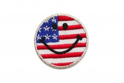 Θερμοκολλητικό μοτίφ Smile με αμερικανική σημαία 34mm διάμετρος