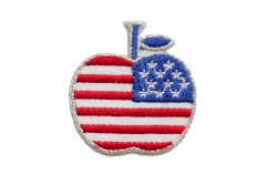 Θερμοκολλητικό μοτίφ μήλο με αμερικανική σημαία 37Χ30mm