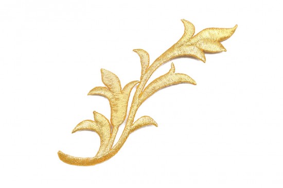 Θερκοκολλητικό μοτίφ με σχέδιο φύλλα σε χρυσό χρώμα 130Χ45mm