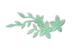 Μοτίφ σε ανοιχτό πράσινο χρώμα με σχέδιο άνθη ραφτό 210X100mm