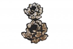Μοτίφ σε μαύρο χρώμα με πούλιες χρυσές σε σχέδιο άνθη ραφτό 120X80mm