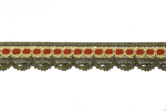 Δαντέλα σε χρυσό (ανοιχτό και σκούρο) και κόκκινο μεταλλικό 32mm
