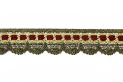 Δαντέλα σε χρυσό (ανοιχτό και σκούρο) και βαθύ κόκκινο μεταλλικό 32mm