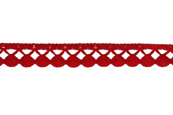 Δαντέλα βαμβακερή σε κόκκινο 22mm