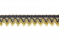 Δαντέλα σε χρυσό μεσαίο σκούρο μεταλλικό και μπλε χρώμα 25mm