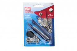 Anorak style studs with 12mm mounting tool in silver color