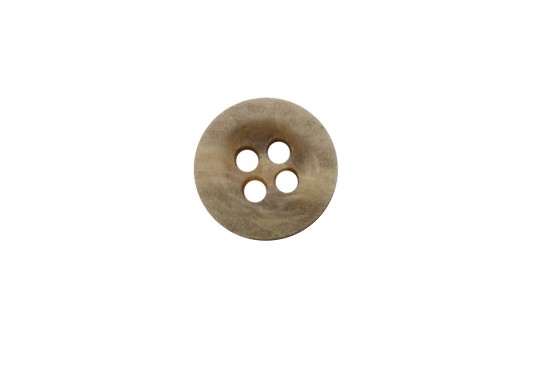 Κουμπί μπεζ καφέ στρογγυλό με τέσσερις τρύπες