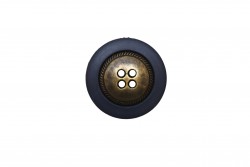 Κουμπί σκούρο μπλε με χρυσό μεταλλικό 20mm με 4 τρύπες