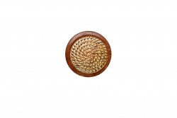 Κουμπί χρυσό με καφέ περίγραμμα 15mm με ποδαράκι
