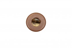 Κουμπί χρυσό με καφέ περίγραμμα 15mm με ποδαράκι