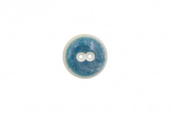 Κουμπί μπλε - λευκό 18mm με 2 τρύπες