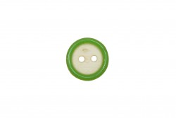 Κουμπί πράσινο - λευκό 12mm με 2 τρύπες