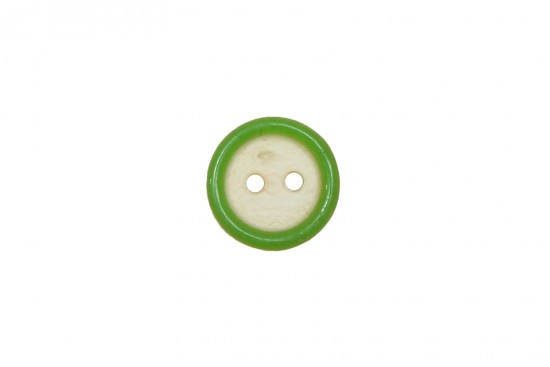 Κουμπί πράσινο - λευκό 12mm με 2 τρύπες