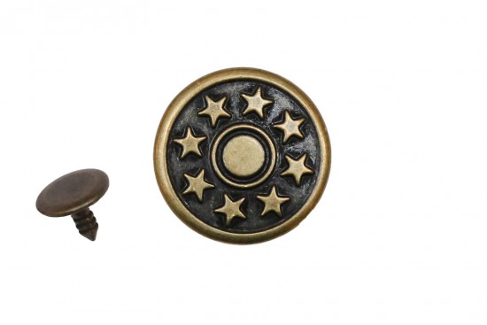 Κουμπί μεταλλικό για τζιν καρφωτό 20mm χρυσό - μαύρο