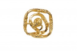 Κουμπί μεταλλικό χρυσό με στρας και πέρλα 25Χ25mm 