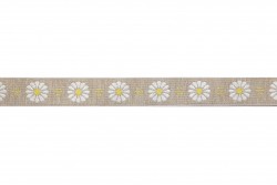 Beige tress with white flowers and yellow details 20mm