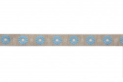 Beige tress with blue flowers and white details 20mm