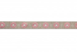 Beige tress with pink flowers and white details 20mm