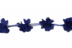 Τρέσα οργαντίνα με λουλούδια navy μπλε 35mm