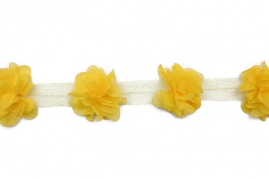 Tress organza with yellow flowers 35mm