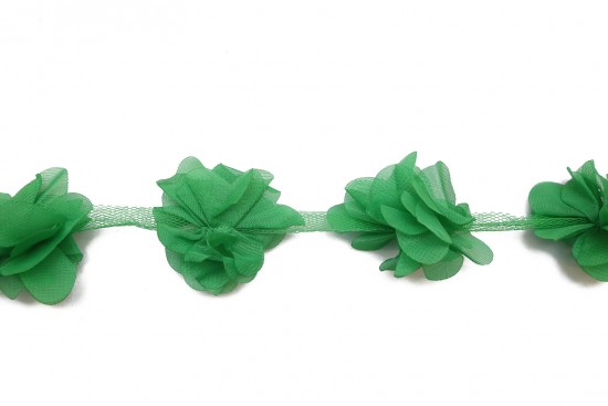 Tress organza with green flowers 35mm