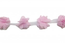 Τρέσα οργαντίνα με λουλούδια ροζ 35mm