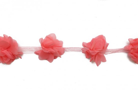Tress organza with salmon flowers 35mm