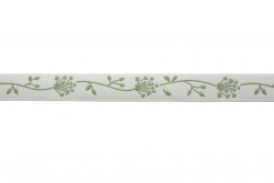Τρέσα σε λευκές και πράσινες αποχρώσεις με διάκοσμο άνθη 15mm